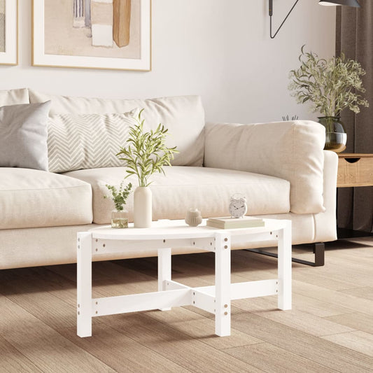 Sofabord Hvid 87x48x35 cm Massiv Fyr
