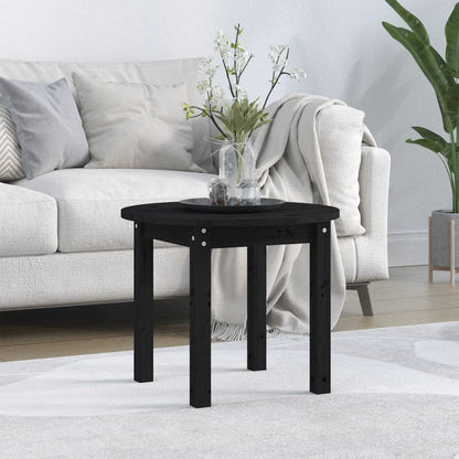 Couchtisch Schwarz Ø 55x45 cm Massivholz Kiefer