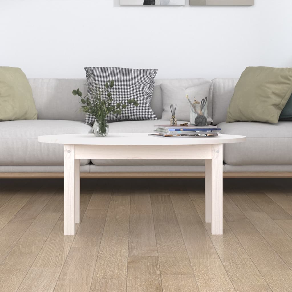 Sofabord Hvid 80x40x35 cm Massiv Fyr