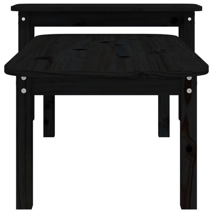 2-tlg. Couchtisch-Set Schwarz Massivholz Kiefer
