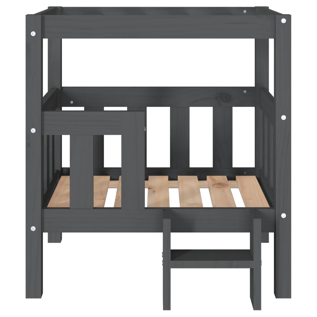 Hundebett Grau 65,5x50,5x70 cm Massivholz Kiefer