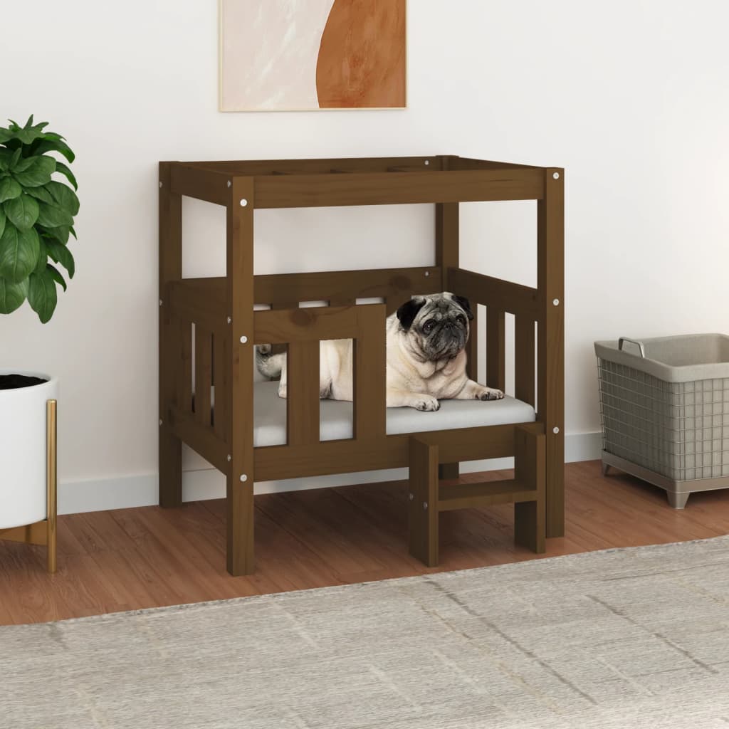 Hundebett Honigbraun 65,5x50,5x70 cm Massivholz Kiefer