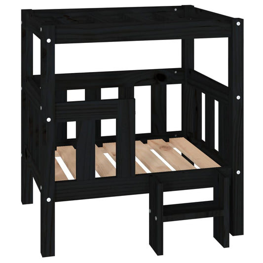 Hundebett Schwarz 65,5x50,5x70 cm Massivholz Kiefer