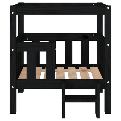 Hundebett Schwarz 65,5x50,5x70 cm Massivholz Kiefer