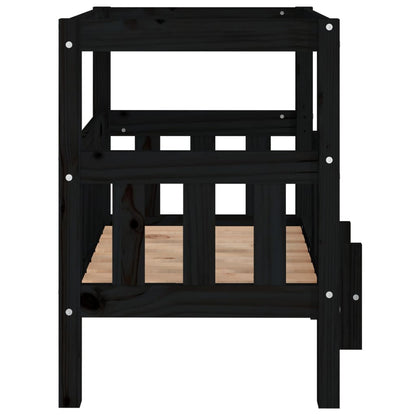 Hundebett Schwarz 65,5x50,5x70 cm Massivholz Kiefer