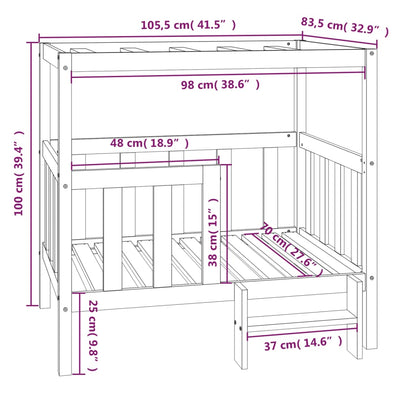 Hundebett Honigbraun 105,5x83,5x100 cm Massivholz Kiefer