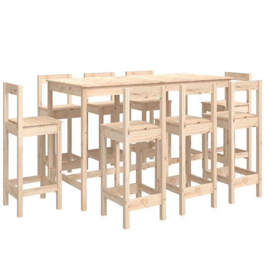 9-tlg. Bar-Set Massivholz Kiefer