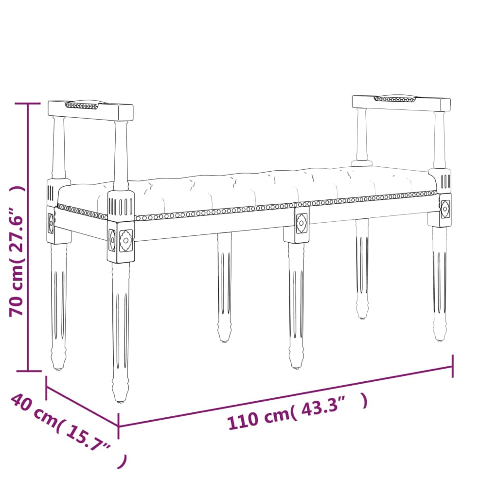 Sitzbank Blau 110x40x70 cm Samt