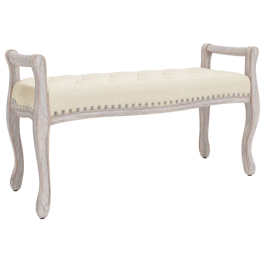 Sitzbank Beige 110x45x60 cm Leinen