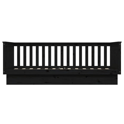 Tagesbett Schwarz 80x200 cm Massivholz Kiefer