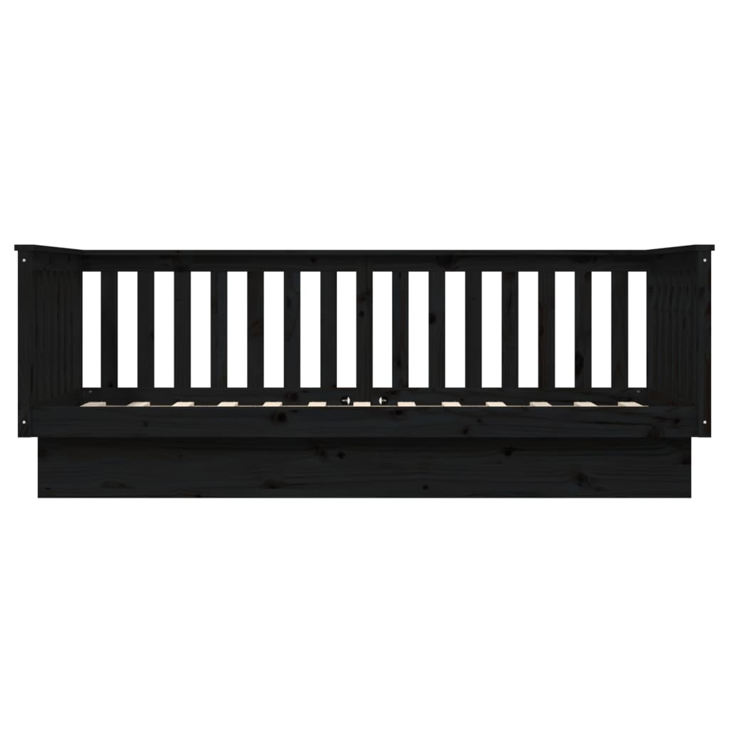 Tagesbett Schwarz 100x200 cm Massivholz Kiefer
