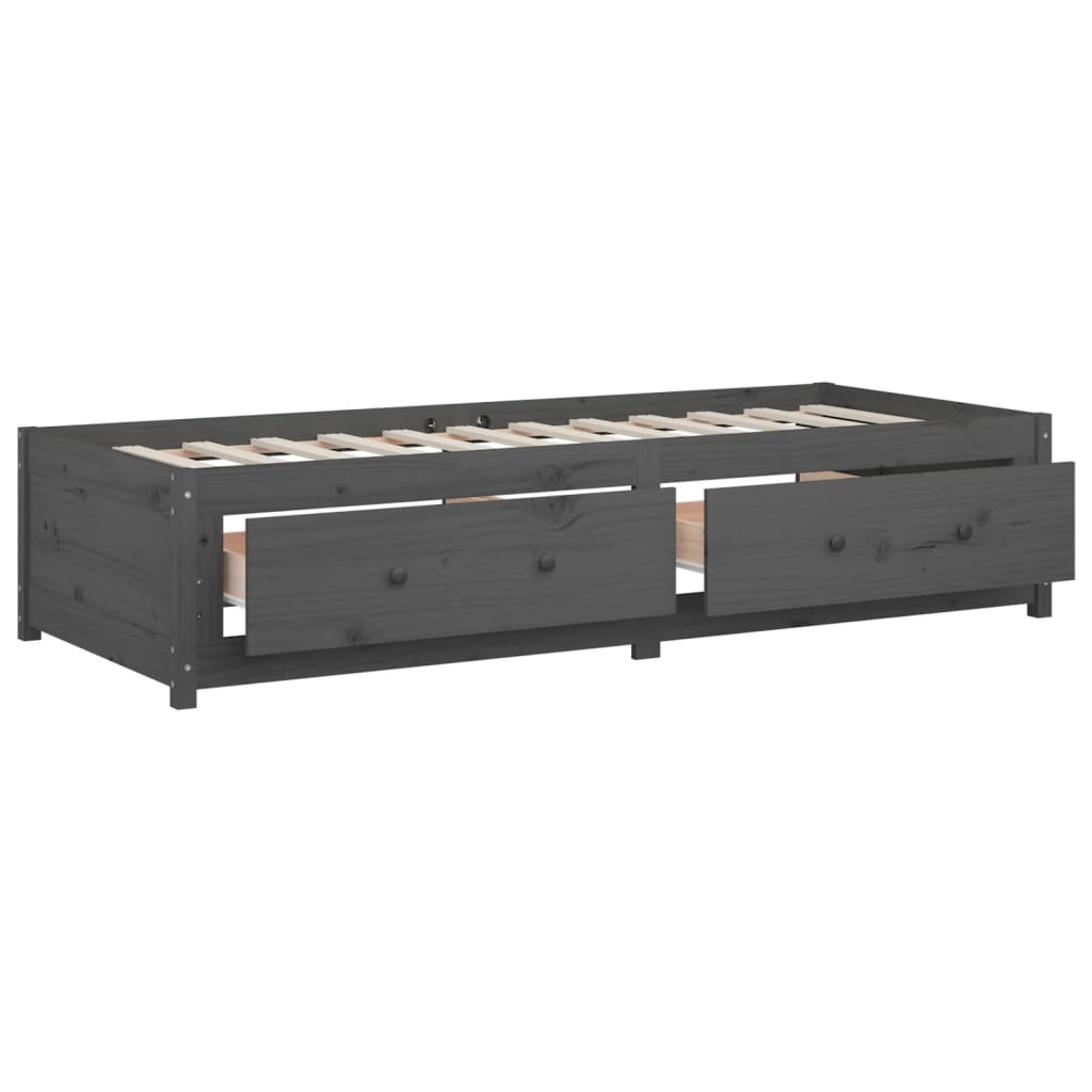 Daybed Grå 90x200 cm Massiv Fyrretræ