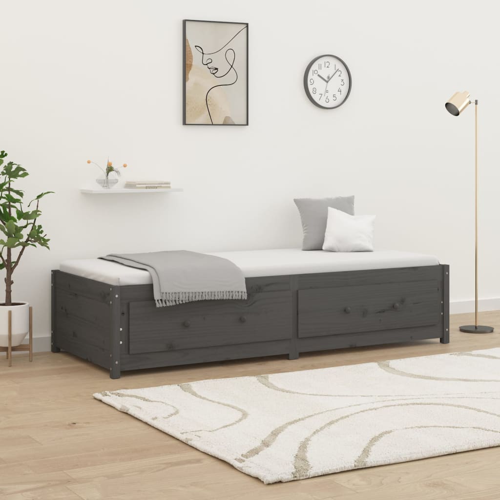 Daybed Grå 90x200 cm Massiv Fyrretræ