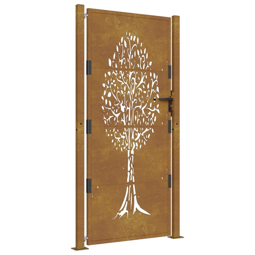 Gartentor 105x180 cm Cortenstahl Baum-Design