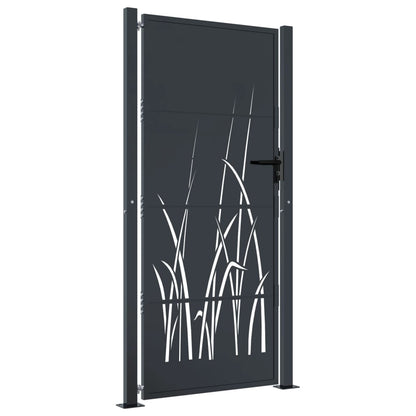 Gartentor Anthrazit 105x205 cm Stahl Gras-Design
