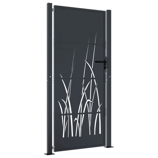 Gartentor Anthrazit 105x205 cm Stahl Gras-Design