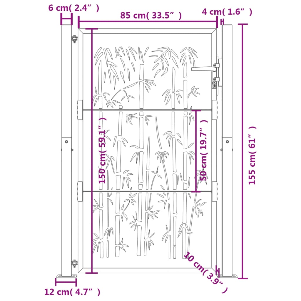 Gartentor 105x155 cm Cortenstahl Bambus-Design