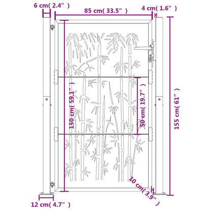 Gartentor 105x155 cm Cortenstahl Bambus-Design