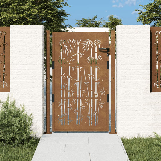 Gartentor 105x155 cm Cortenstahl Bambus-Design