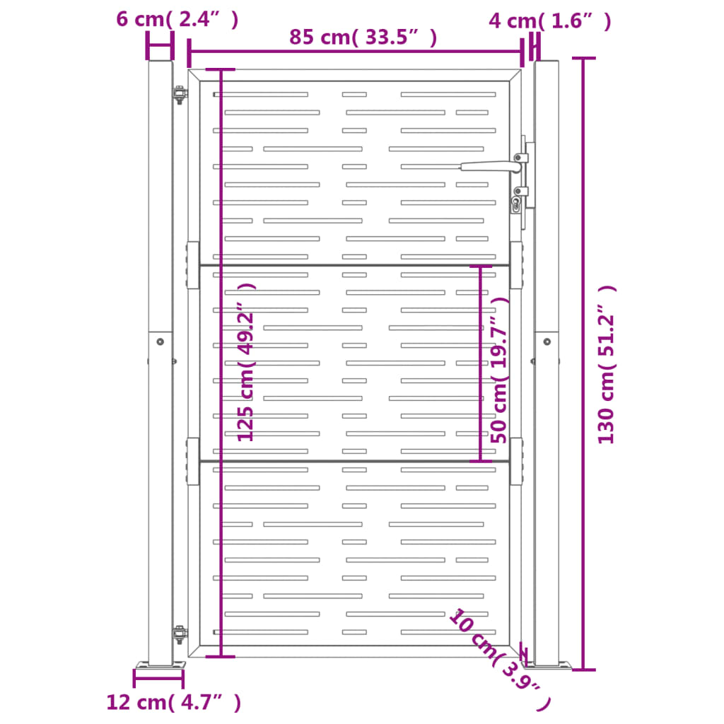 Gartentor 105x130 cm Cortenstahl Quadratisches Design