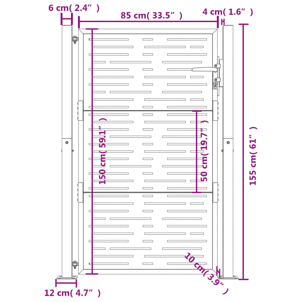 Gartentor 105x155 cm Cortenstahl Quadratisches Design