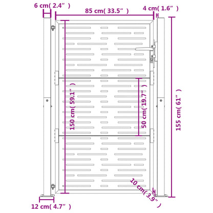 Gartentor 105x155 cm Cortenstahl Quadratisches Design