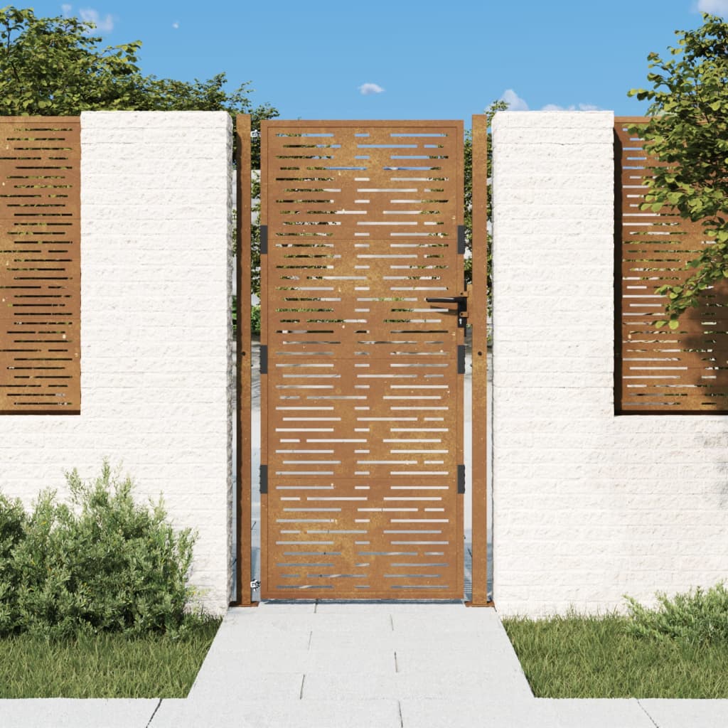 Gartentor 105x180 cm Cortenstahl Quadratisches Design
