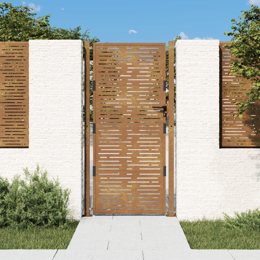 Gartentor 105x180 cm Cortenstahl Quadratisches Design