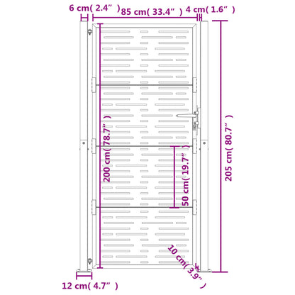 Gartentor 105x205 cm Cortenstahl Quadratisches Design