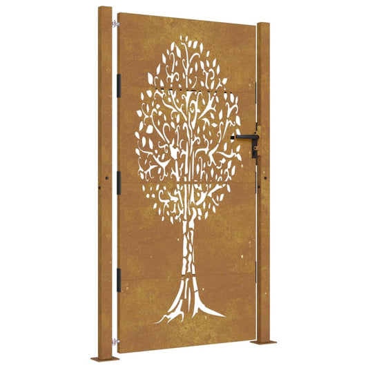 Gartentor 105x205 cm Cortenstahl Baum-Design