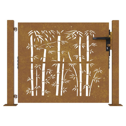 Gartentor 105x80 cm Cortenstahl Bambus-Design
