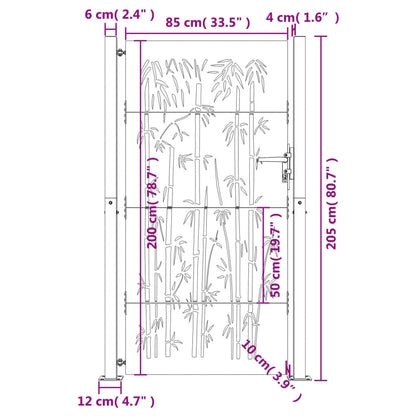 Gartentor 105x205 cm Cortenstahl Bambus-Design