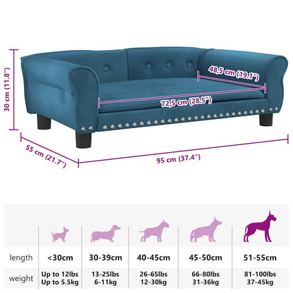 Hundebett Blau 95x55x30 cm Samt