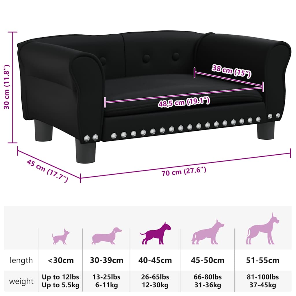 Hundebett Schwarz 70x45x30 cm Kunstleder