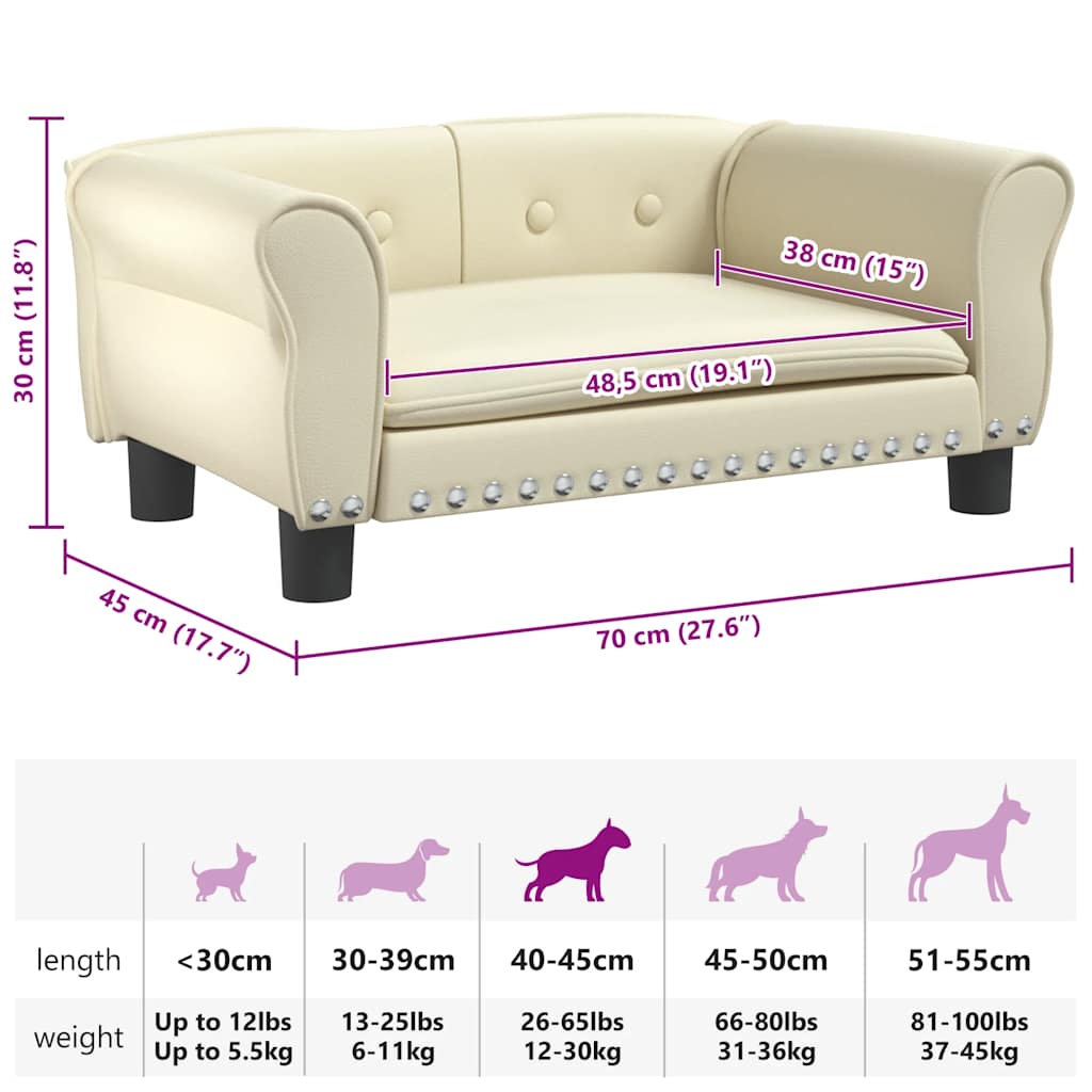 Hundebett Creme 70x45x30 cm Kunstleder