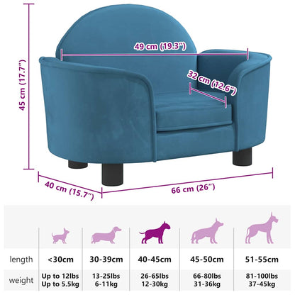 Hundebett Blau 66x40x45 cm Samt