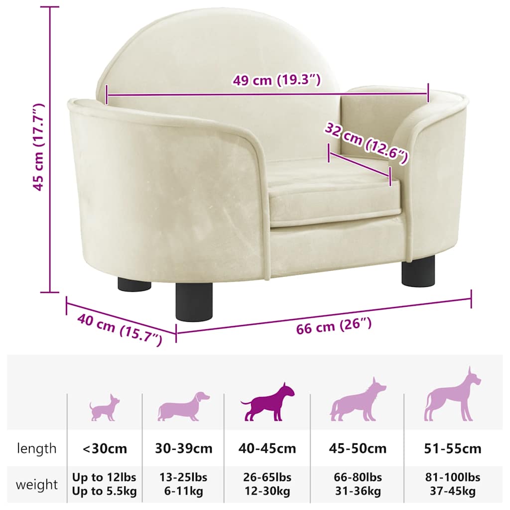 Hundebett Creme 66x40x45 cm Samt