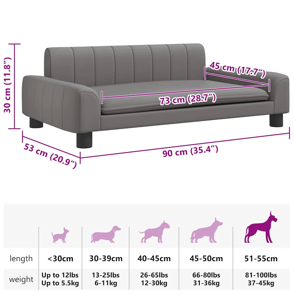 Hundebett Grau 90x53x30 cm Kunstleder