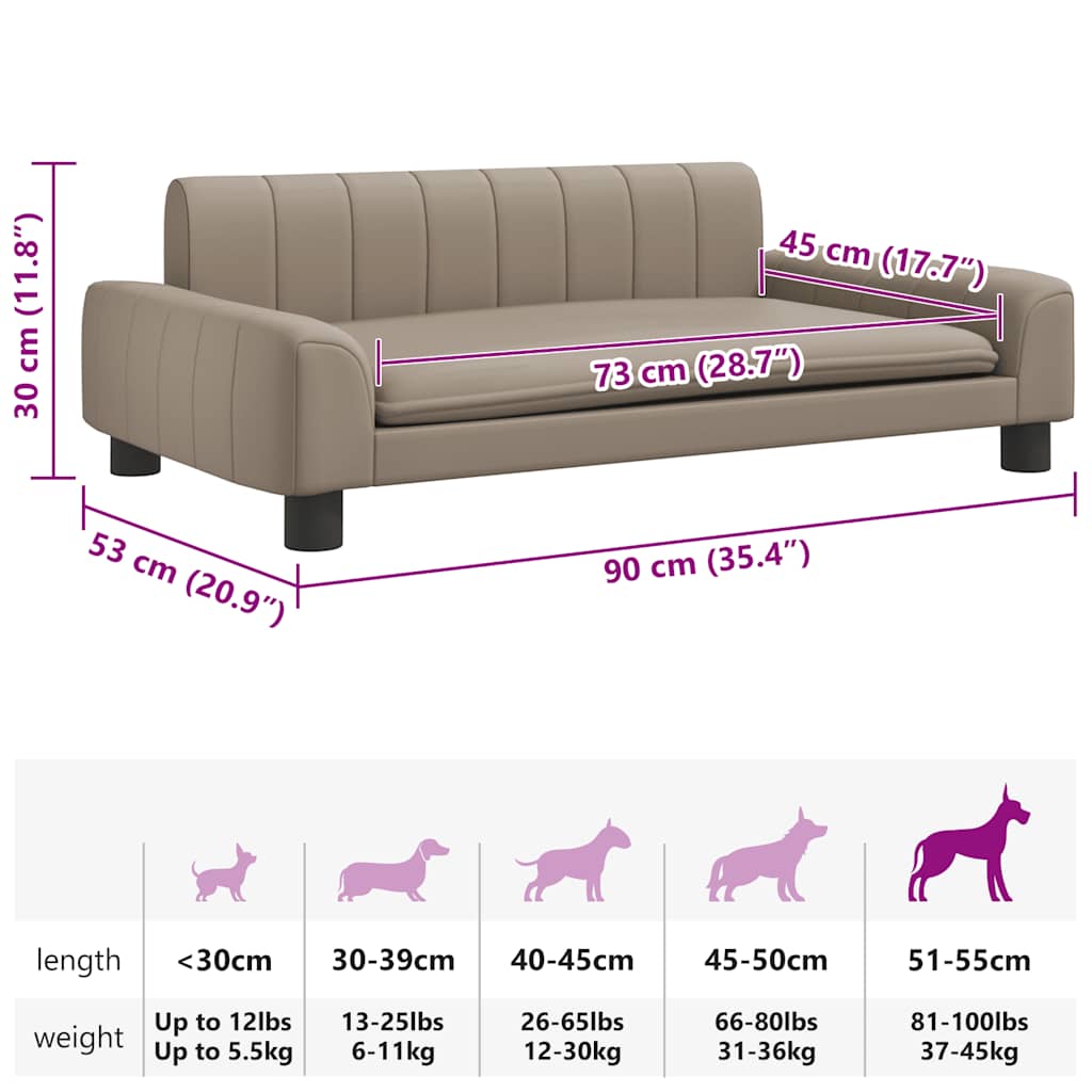 Hundebett Cappuccino-Braun 90x53x30 cm Kunstleder
