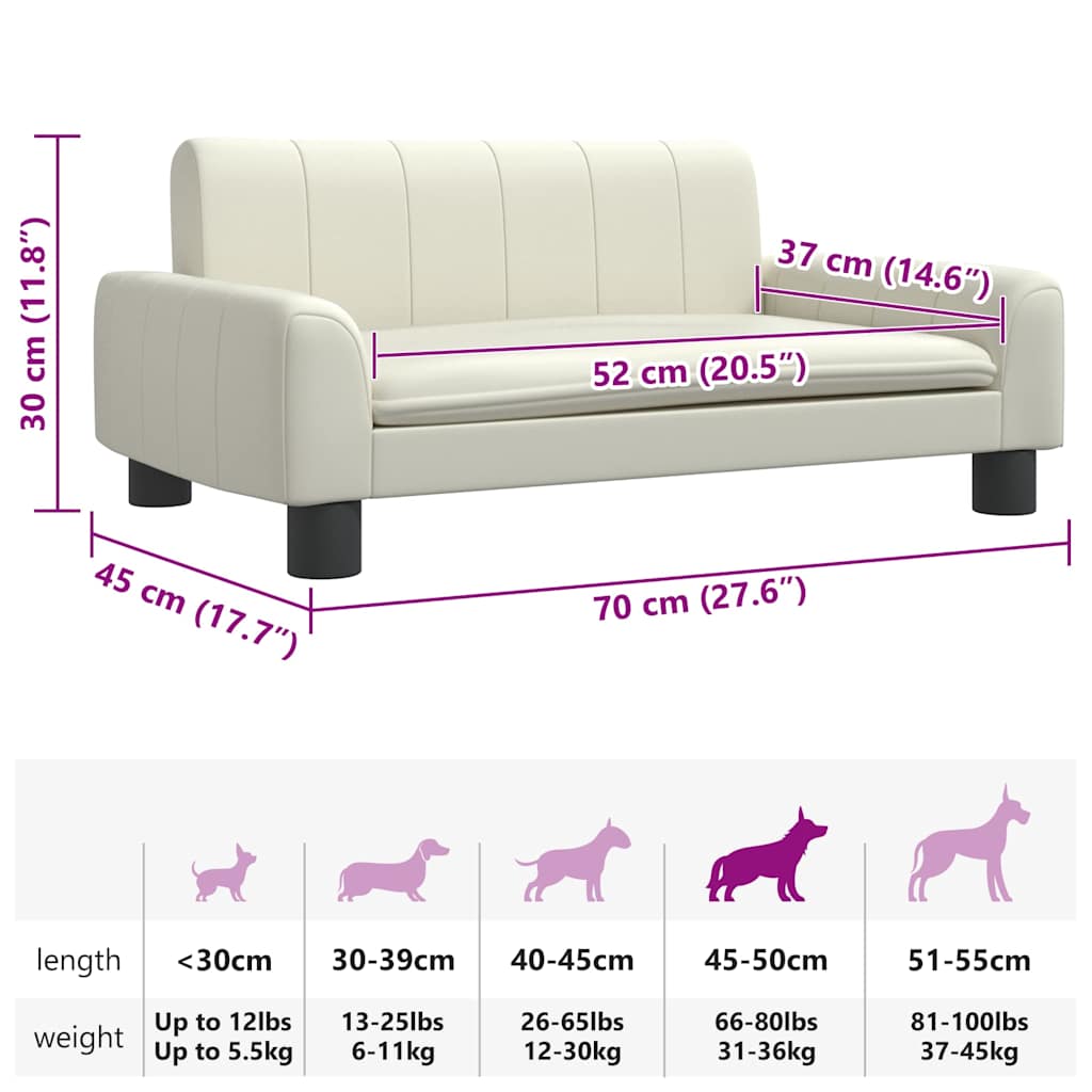 Hundebett Creme 70x45x30 cm Kunstleder