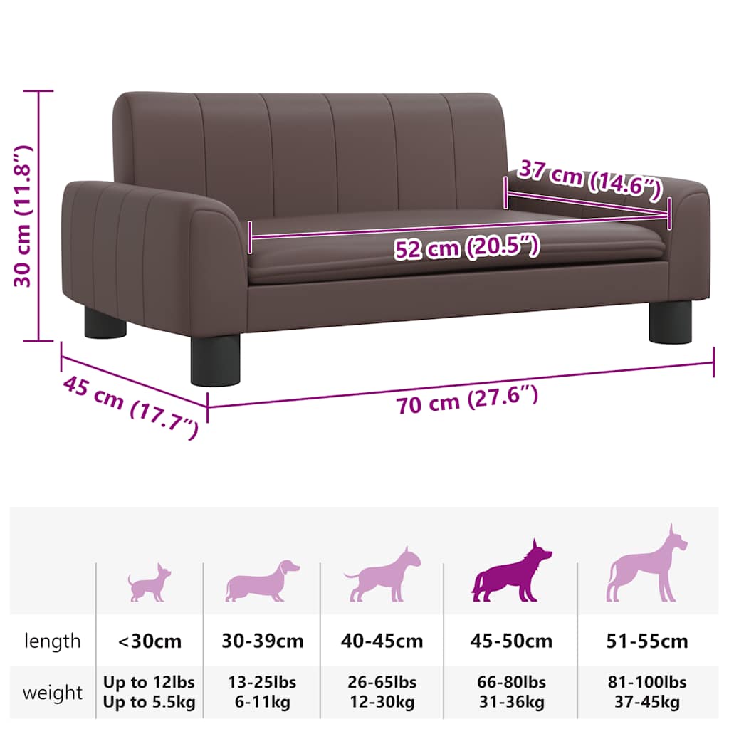 Hundebett Braun 70x45x30 cm Kunstleder