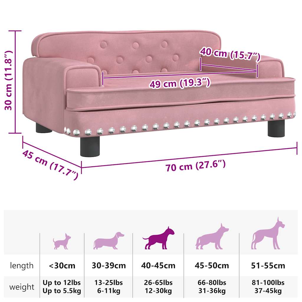 Hundebett Rosa 70x45x30 cm Samt