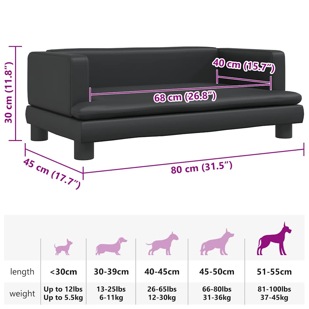 Hundebett Schwarz 80x45x30 cm Kunstleder