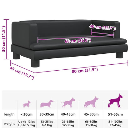 Hundebett Schwarz 80x45x30 cm Kunstleder