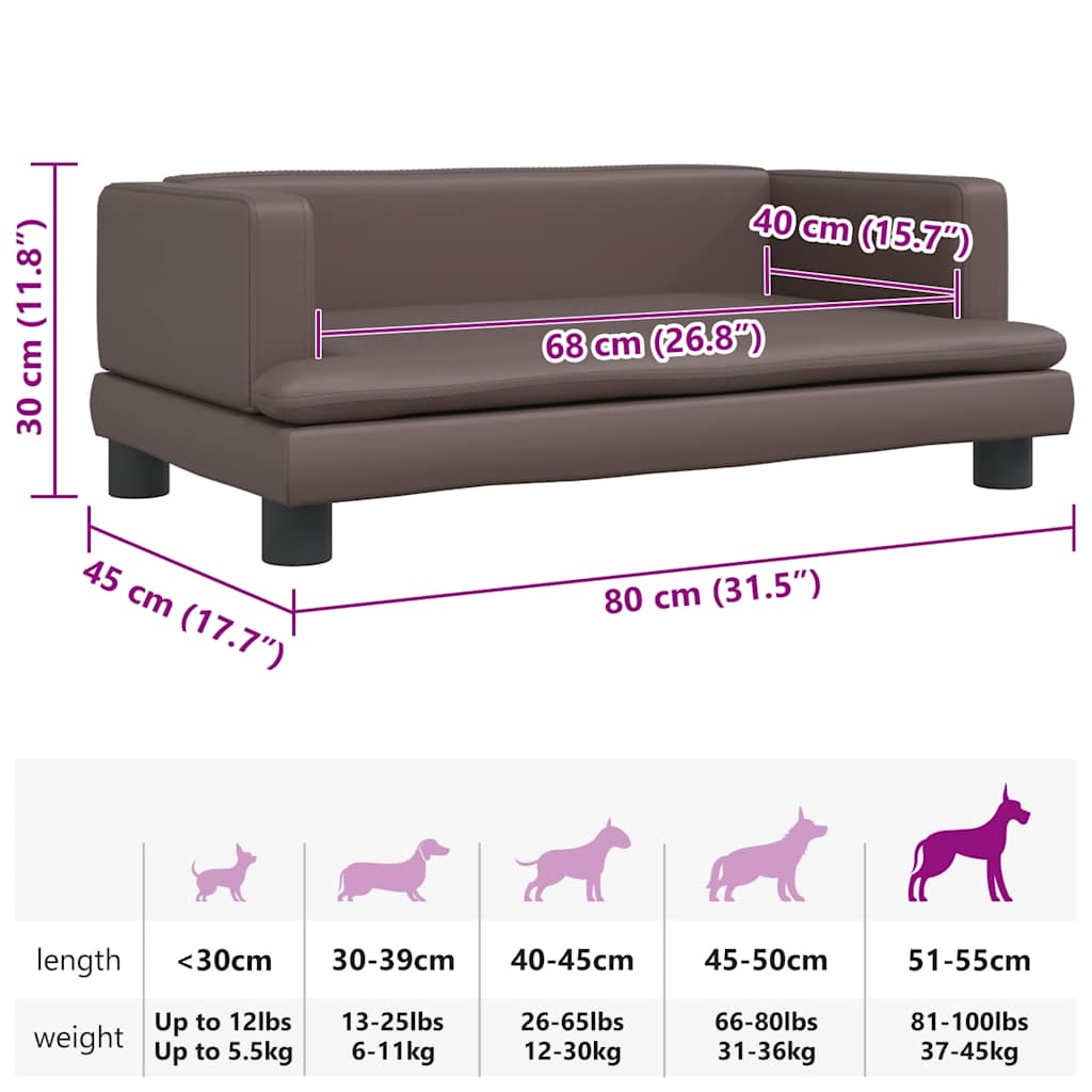 Hundebett Braun 80x45x30 cm Kunstleder