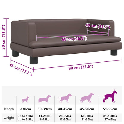 Hundebett Braun 80x45x30 cm Kunstleder
