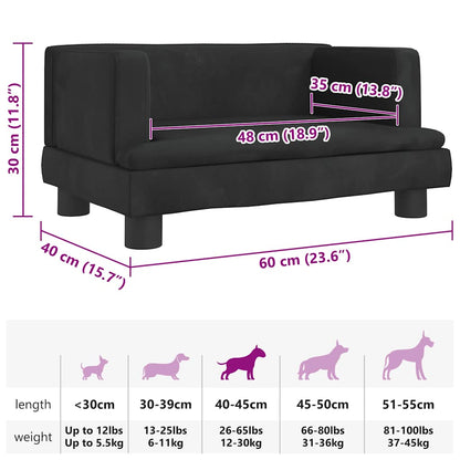 Hundebett Schwarz 60x40x30 cm Samt