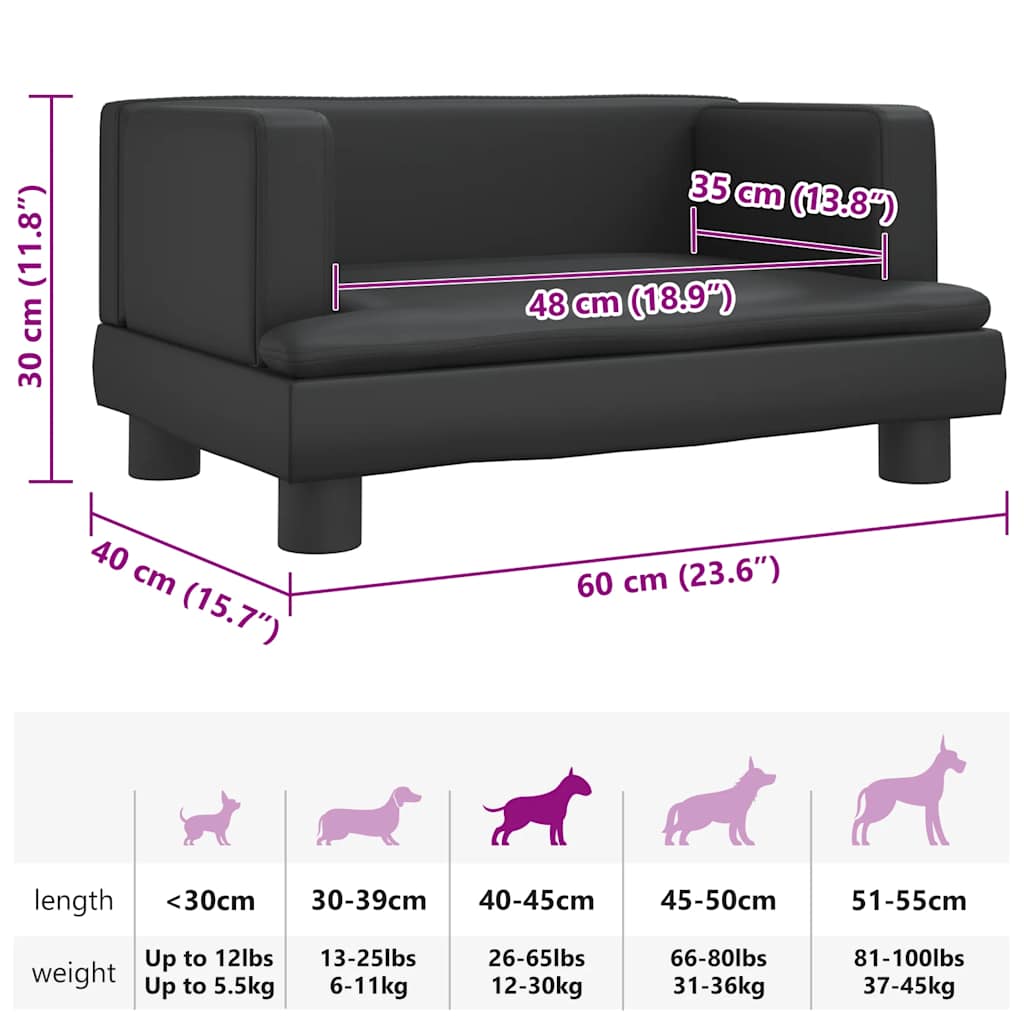Hundebett Schwarz 60x40x30 cm Kunstleder