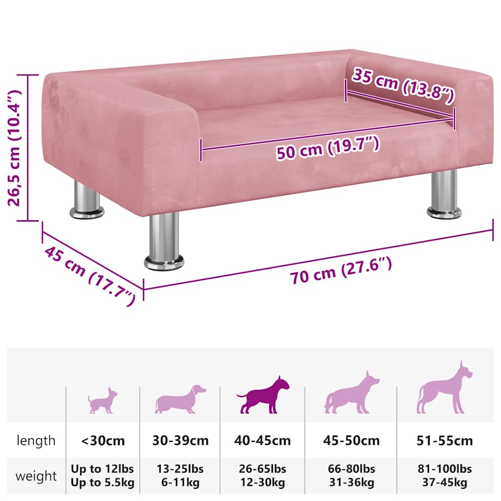 Hundebett Rosa 70x45x26,5 cm Samt
