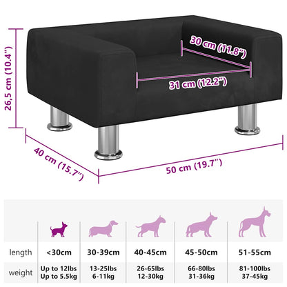 Hundebett Schwarz 50x40x26,5 cm Samt